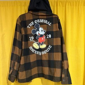 Mickey Mouse Plaid Hooded Flannel